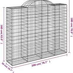 Cestas De Gaviones 2 Uds Forma De Arco Hierro 200x50x160/180 Cm