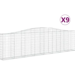 Cestas De Gaviones 9 Uds Forma De Arco Hierro 400x30x100/120 Cm
