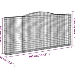 Cestas De Gaviones 4 Uds Forma De Arco Hierro 400x30x180/200 Cm