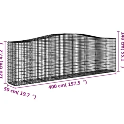 Cestas De Gaviones 5 Uds Forma De Arco Hierro 400x50x120/140 Cm