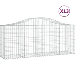 Cestas De Gaviones 13 Uds Forma De Arco Hierro 200x50x80/100 Cm