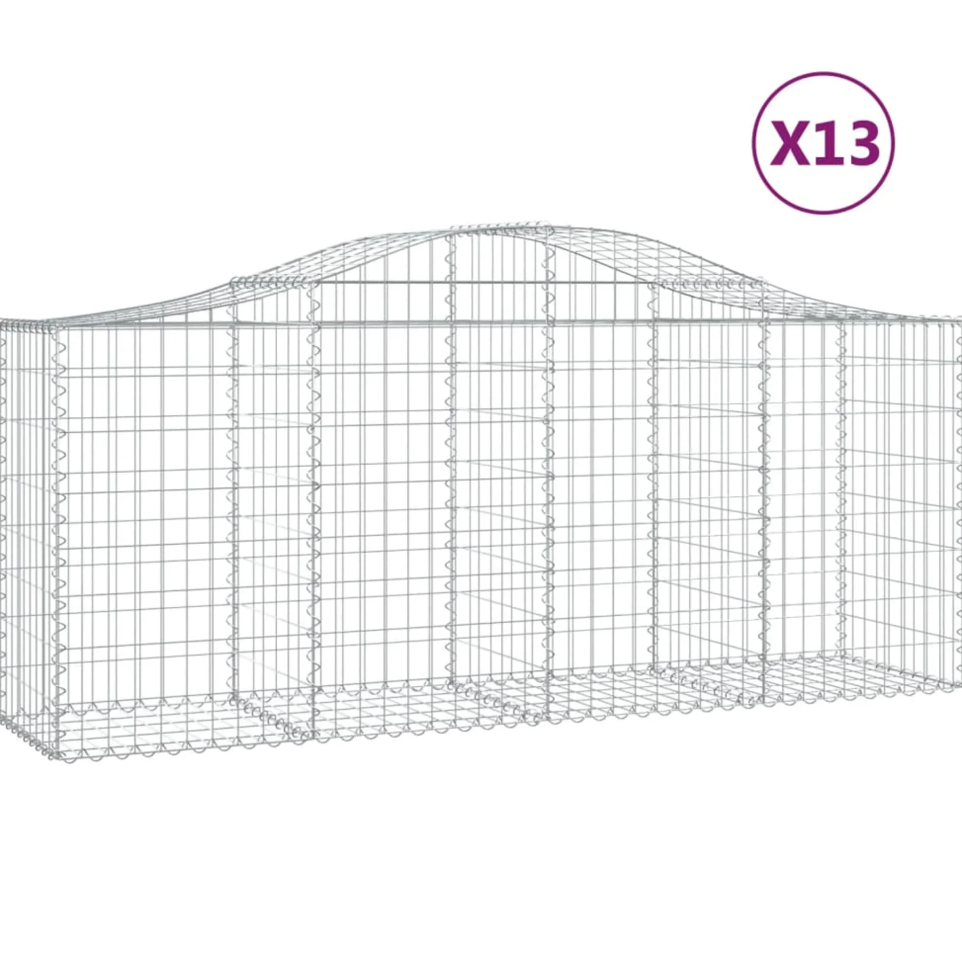 Cestas De Gaviones 13 Uds Forma De Arco Hierro 200x50x80/100 Cm