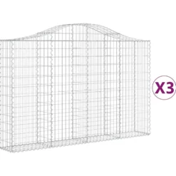 Cestas De Gaviones 3 Uds Forma De Arco Hierro 200x30x120/140 Cm