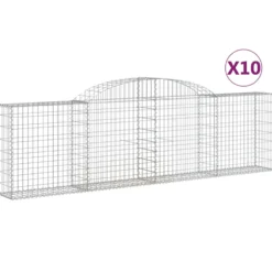 Cestas De Gaviones 10 Uds Forma De Arco Hierro 300x30x80/100 Cm