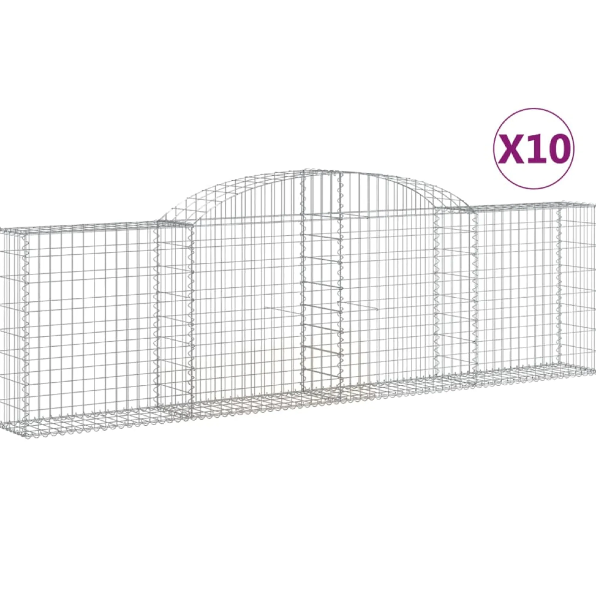 Cestas De Gaviones 10 Uds Forma De Arco Hierro 300x30x80/100 Cm