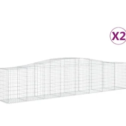 Cestas De Gaviones 2 Uds Forma De Arco Hierro 400x50x80/100 Cm