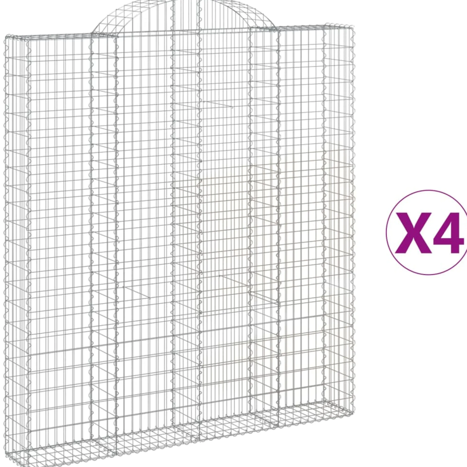 Cestas De Gaviones 4 Uds Forma De Arco Hierro 200x30x220/240 Cm
