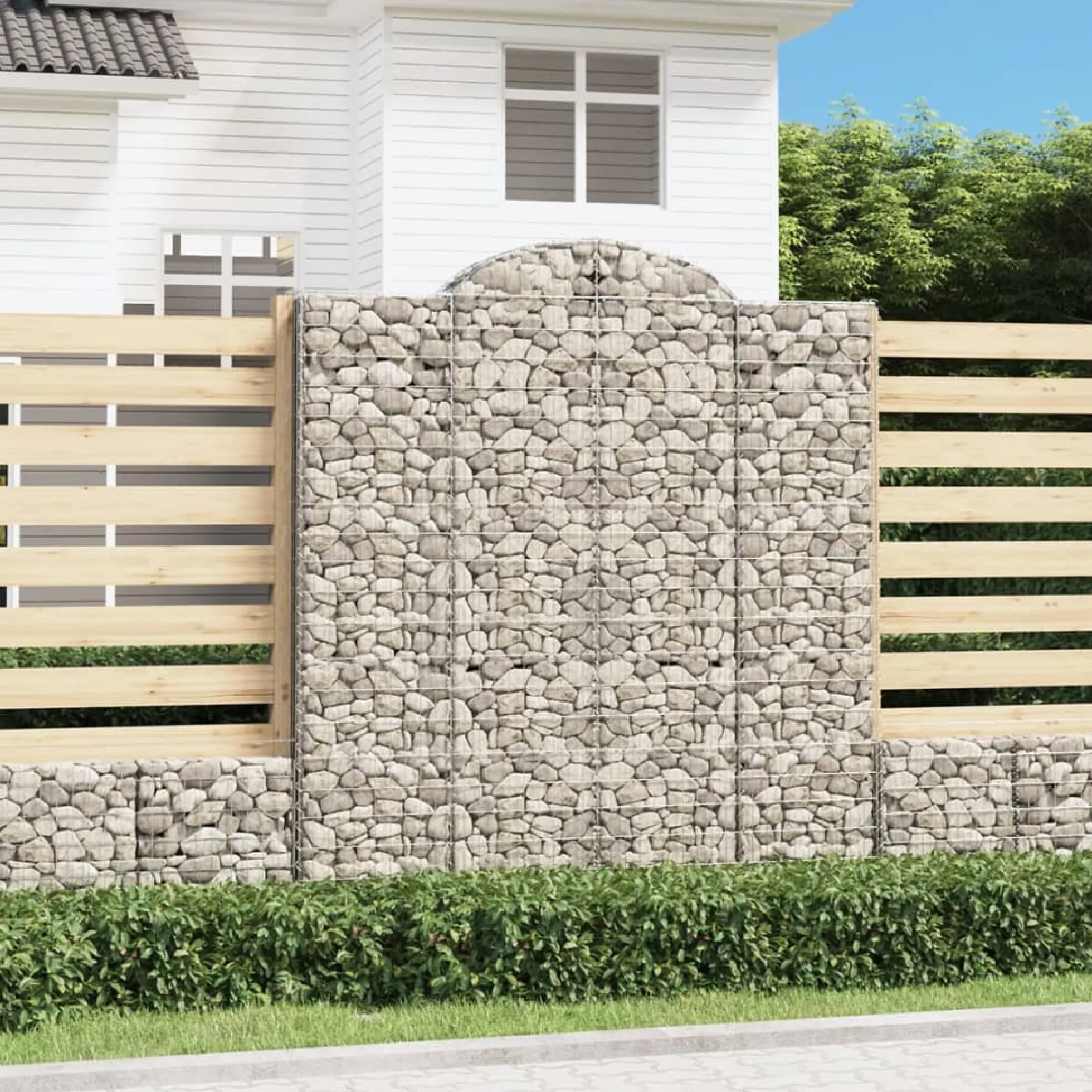 Cestas De Gaviones 4 Uds Forma De Arco Hierro 200x30x220/240 Cm