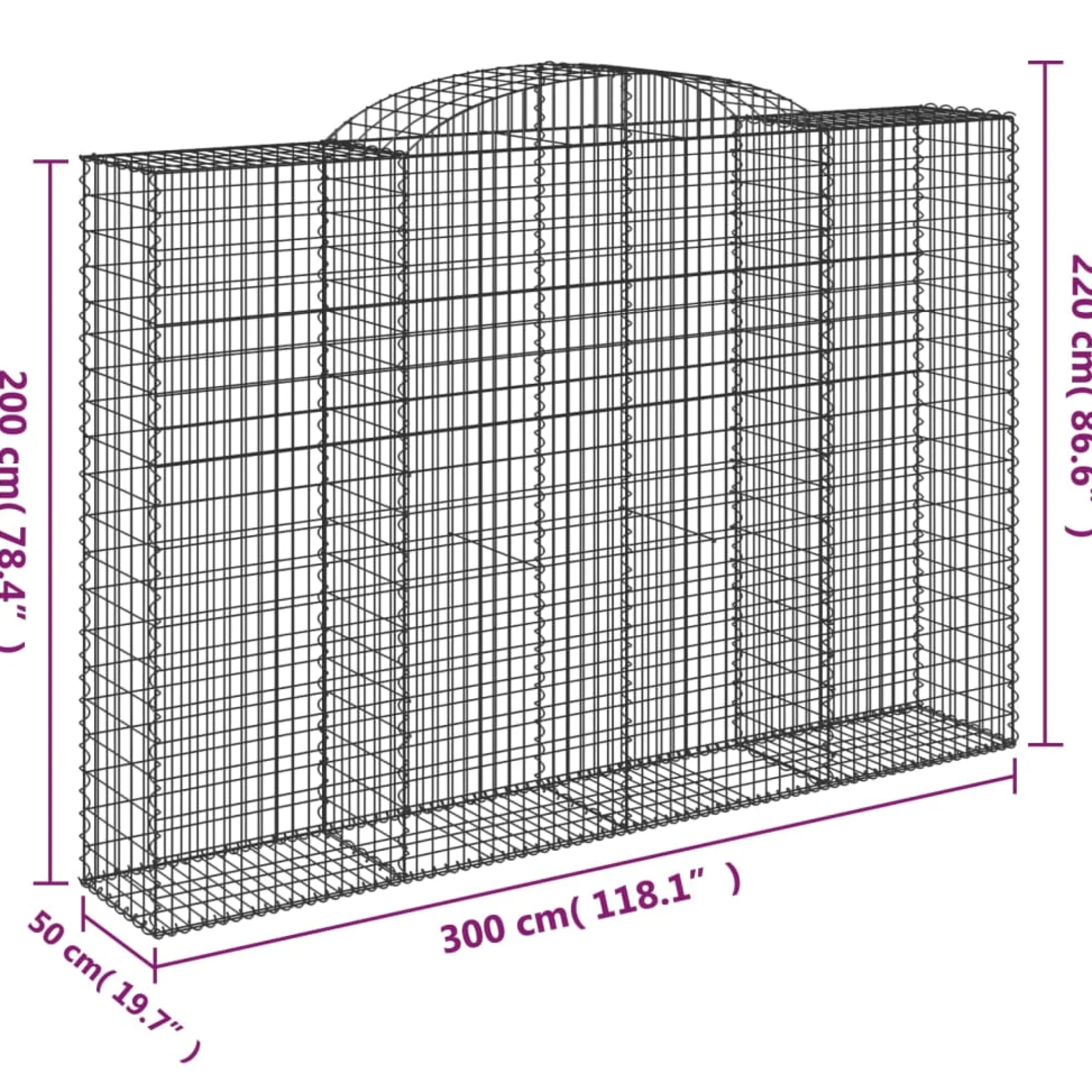Cestas De Gaviones 10 Uds Forma De Arco Hierro 300x50x200/220cm