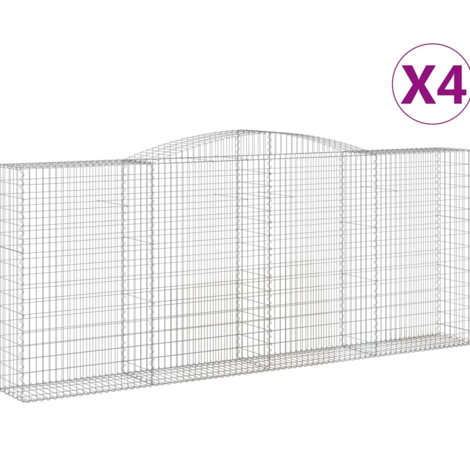 Cestas De Gaviones 4 Uds Forma De Arco Hierro 400x50x160/180 Cm