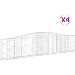 Cestas De Gaviones 4 Uds Forma De Arco Hierro 400x30x80/100 Cm