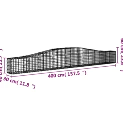 Cestas De Gaviones 2 Uds Forma De Arco Hierro 400x30x40/60 Cm