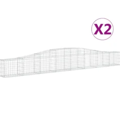 Cestas De Gaviones 2 Uds Forma De Arco Hierro 400x30x40/60 Cm