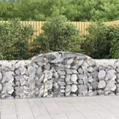 Cestas De Gaviones 15 Uds Forma De Arco Hierro 300x50x80/100 Cm