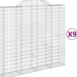 Cestas De Gaviones 9 Uds Forma De Arco Hierro 200x50x180/200 Cm