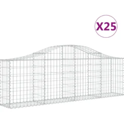 Cestas De Gaviones 25 Uds Forma De Arco Hierro 200x30x60/80 Cm