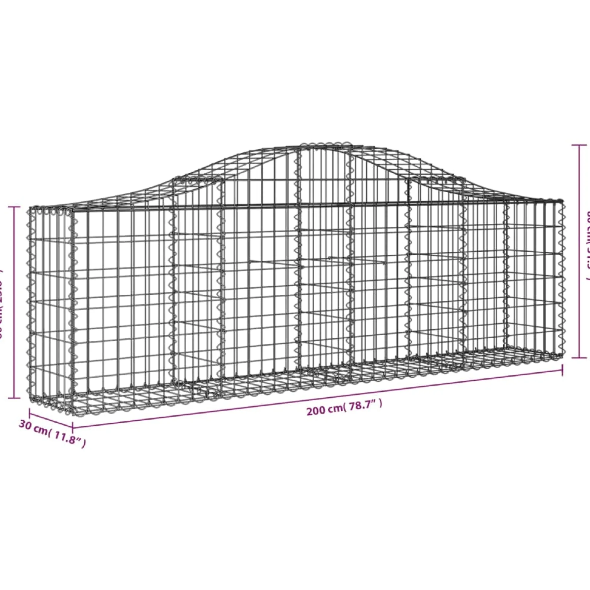 Cestas De Gaviones 25 Uds Forma De Arco Hierro 200x30x60/80 Cm