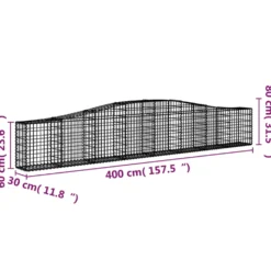 Cestas De Gaviones 20 Uds Forma De Arco Hierro 400x30x60/80 Cm