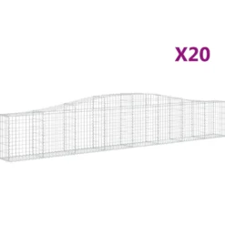 Cestas De Gaviones 20 Uds Forma De Arco Hierro 400x30x60/80 Cm