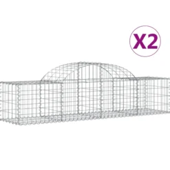 Cestas De Gaviones 2 Uds Forma De Arco Hierro 200x50x40/60 Cm