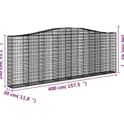 Cestas De Gaviones 2 Uds Forma De Arco Hierro 400x30x140/160 Cm