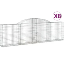 Cestas De Gaviones 8 Uds Forma De Arco Hierro 300x30x80/100 Cm