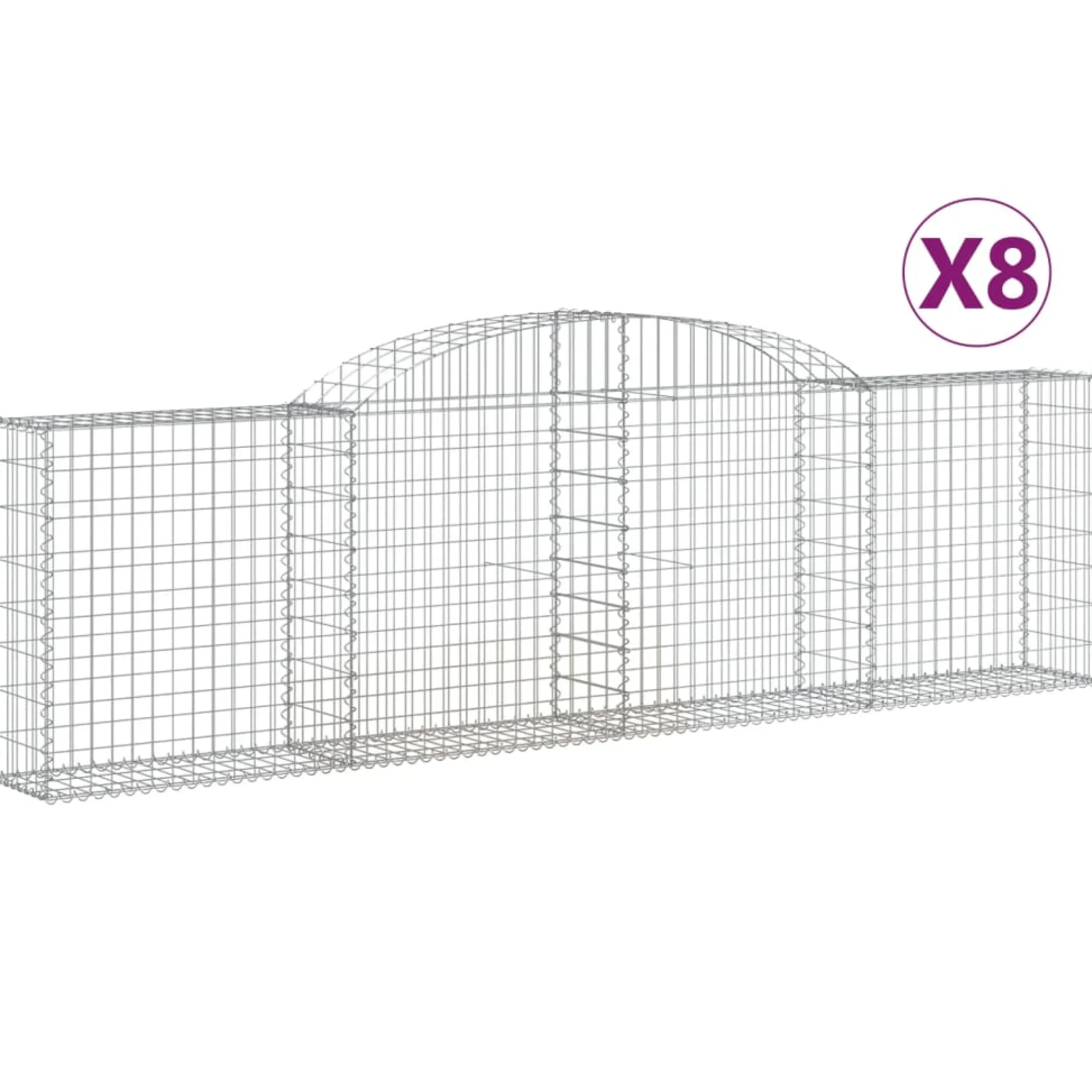 Cestas De Gaviones 8 Uds Forma De Arco Hierro 300x30x80/100 Cm