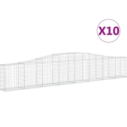 Cestas De Gaviones 10 Uds Forma De Arco Hierro 400x30x60/80 Cm