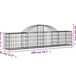 Cestas De Gaviones 4 Uds Forma De Arco Hierro 200x30x40/60 Cm