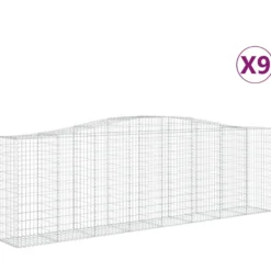 Cestas De Gaviones 9 Uds Forma De Arco Hierro 400x50x120/140 Cm