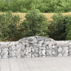 Cestas De Gaviones 2 Uds Forma De Arco Hierro 300x30x60/80 Cm