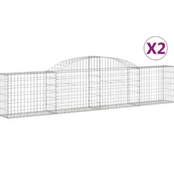 Cestas De Gaviones 2 Uds Forma De Arco Hierro 300x30x60/80 Cm