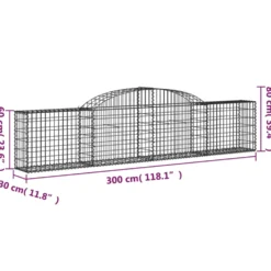 Cestas De Gaviones 2 Uds Forma De Arco Hierro 300x30x60/80 Cm