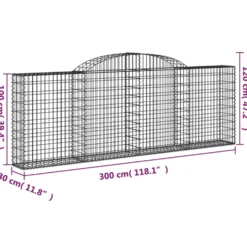 Cestas De Gaviones 9 Uds Forma De Arco Hierro 300x30x100/120 Cm