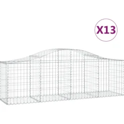 Cestas De Gaviones 13 Uds Forma De Arco Hierro 200x50x60/80 Cm