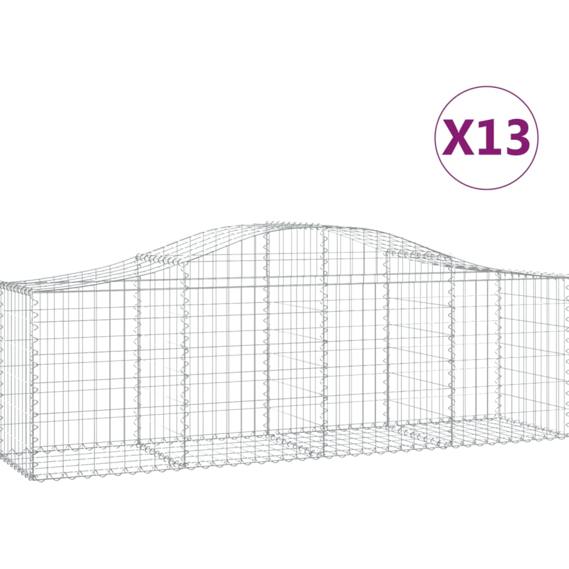Cestas De Gaviones 13 Uds Forma De Arco Hierro 200x50x60/80 Cm