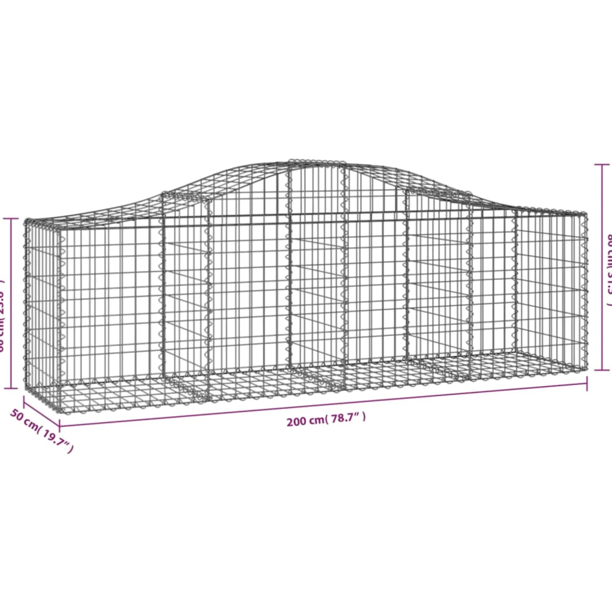 Cestas De Gaviones 13 Uds Forma De Arco Hierro 200x50x60/80 Cm
