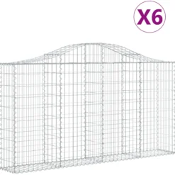 Cestas De Gaviones 6 Uds Forma De Arco Hierro 200x30x100/120 Cm