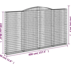 Cestas De Gaviones 5 Uds Forma De Arco Hierro 400x30x220/240 Cm