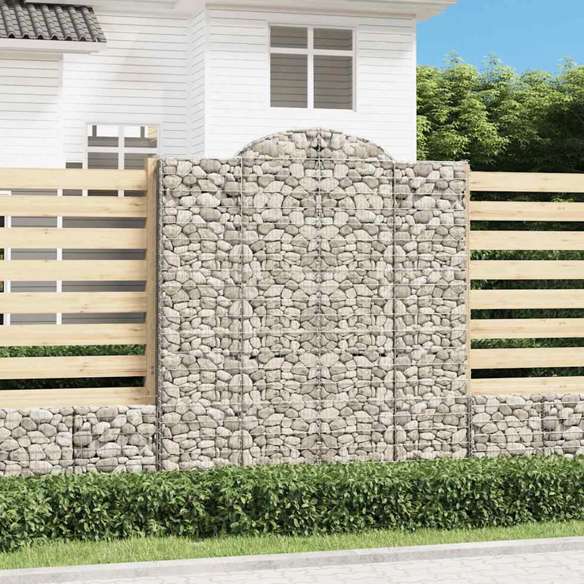 Cestas De Gaviones 20 Uds Forma De Arco Hierro 200x50x220/240cm