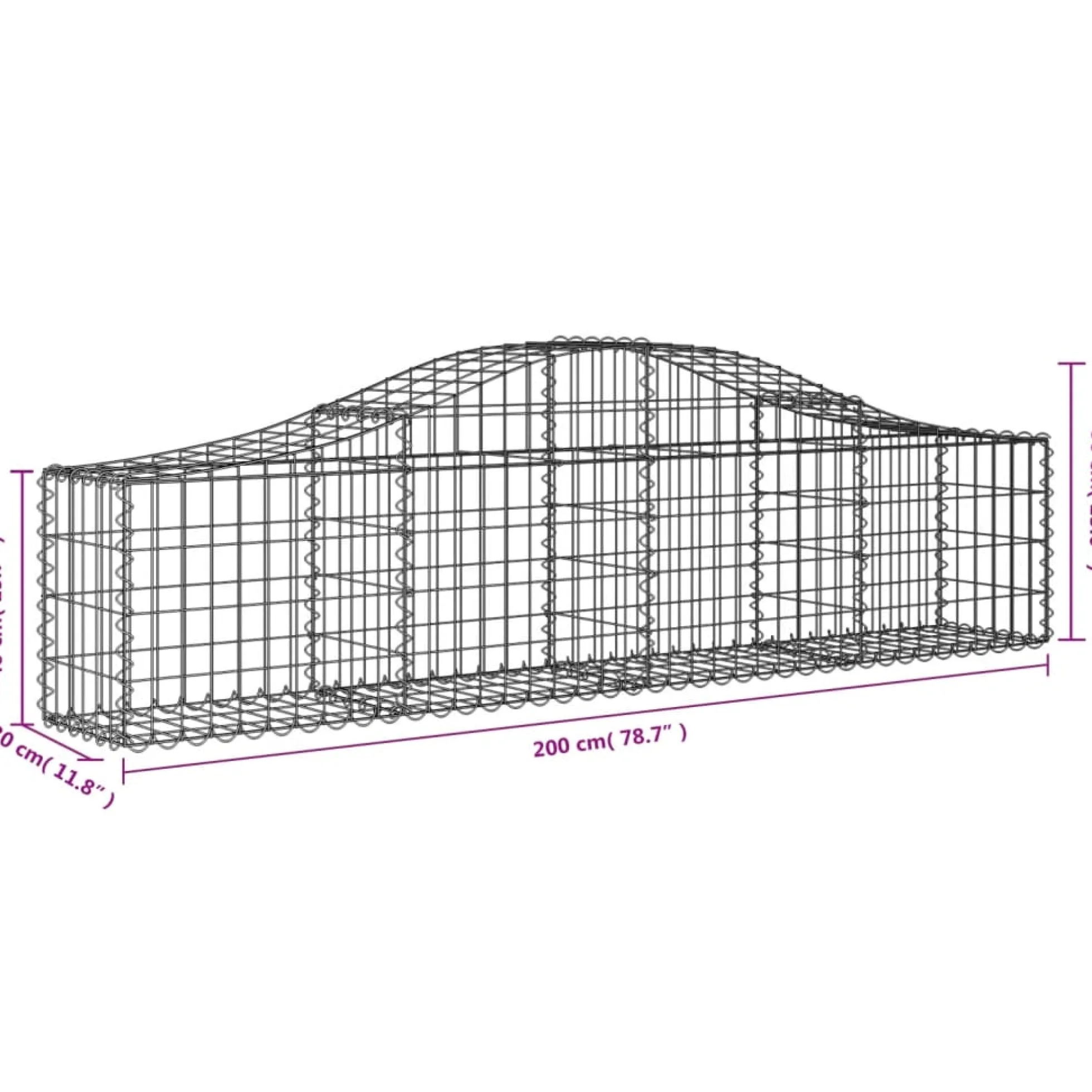Cestas De Gaviones 6 Uds Forma De Arco Hierro 200x30x40/60 Cm