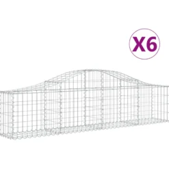 Cestas De Gaviones 6 Uds Forma De Arco Hierro 200x30x40/60 Cm