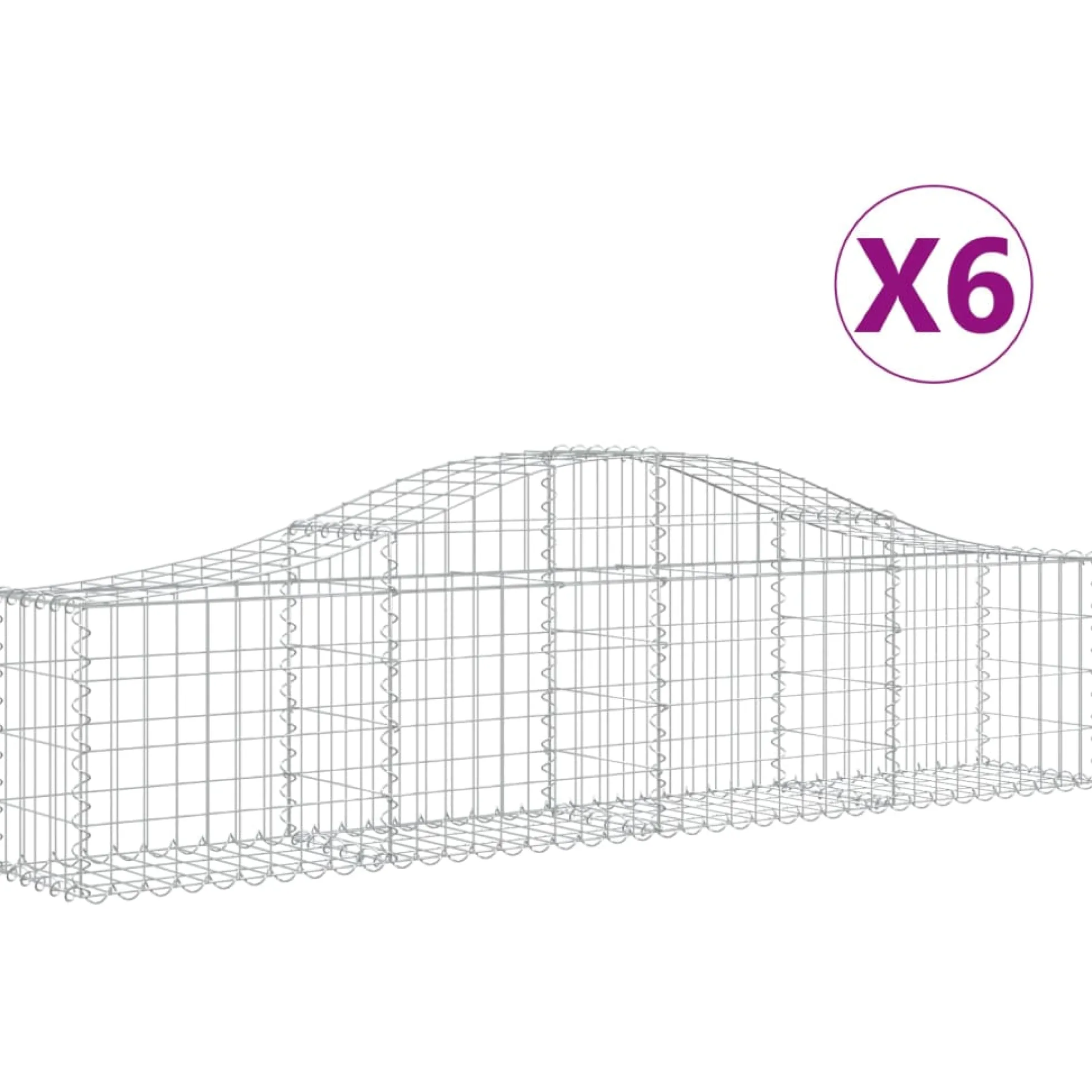 Cestas De Gaviones 6 Uds Forma De Arco Hierro 200x30x40/60 Cm