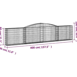 Cestas De Gaviones 20 Uds Forma De Arco Hierro 400x30x80/100 Cm