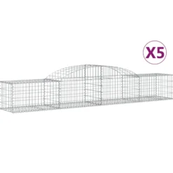Cestas De Gaviones 5 Uds Forma De Arco Hierro 300x50x40/60 Cm