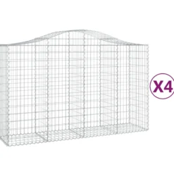 Cestas De Gaviones 4 Uds Forma De Arco Hierro 200x50x120/140 Cm