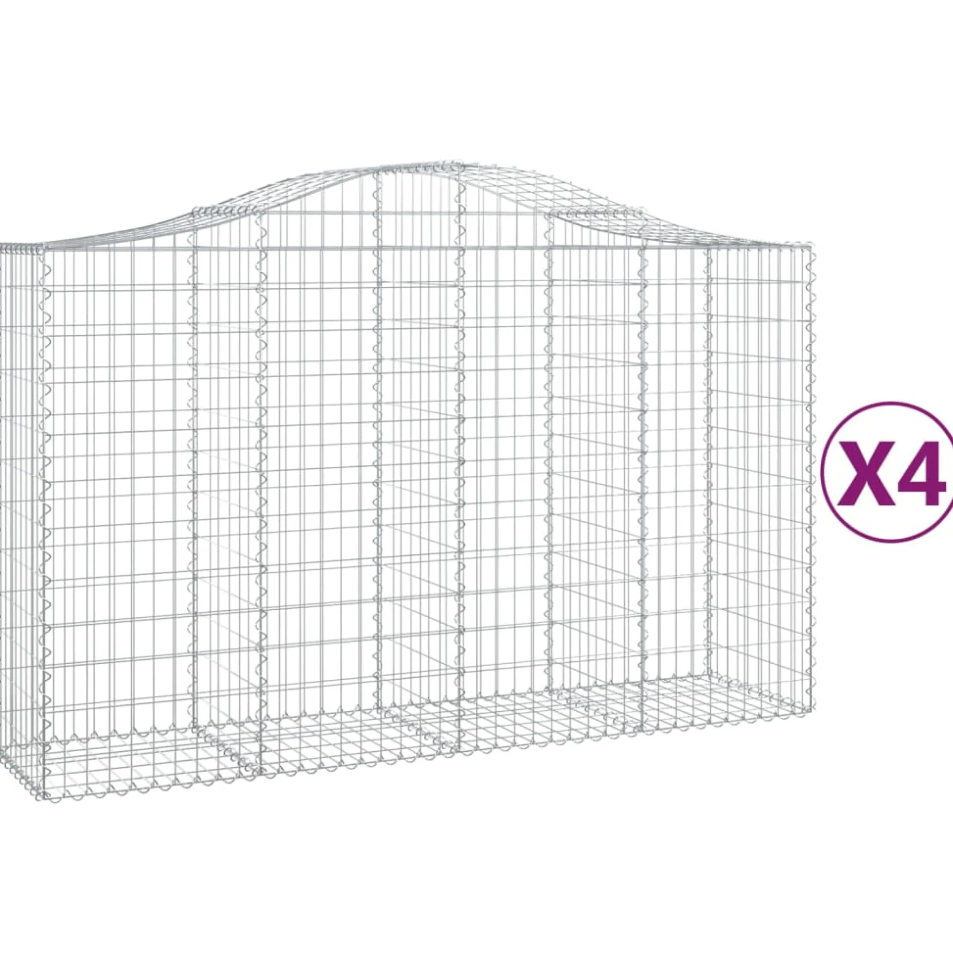 Cestas De Gaviones 4 Uds Forma De Arco Hierro 200x50x120/140 Cm