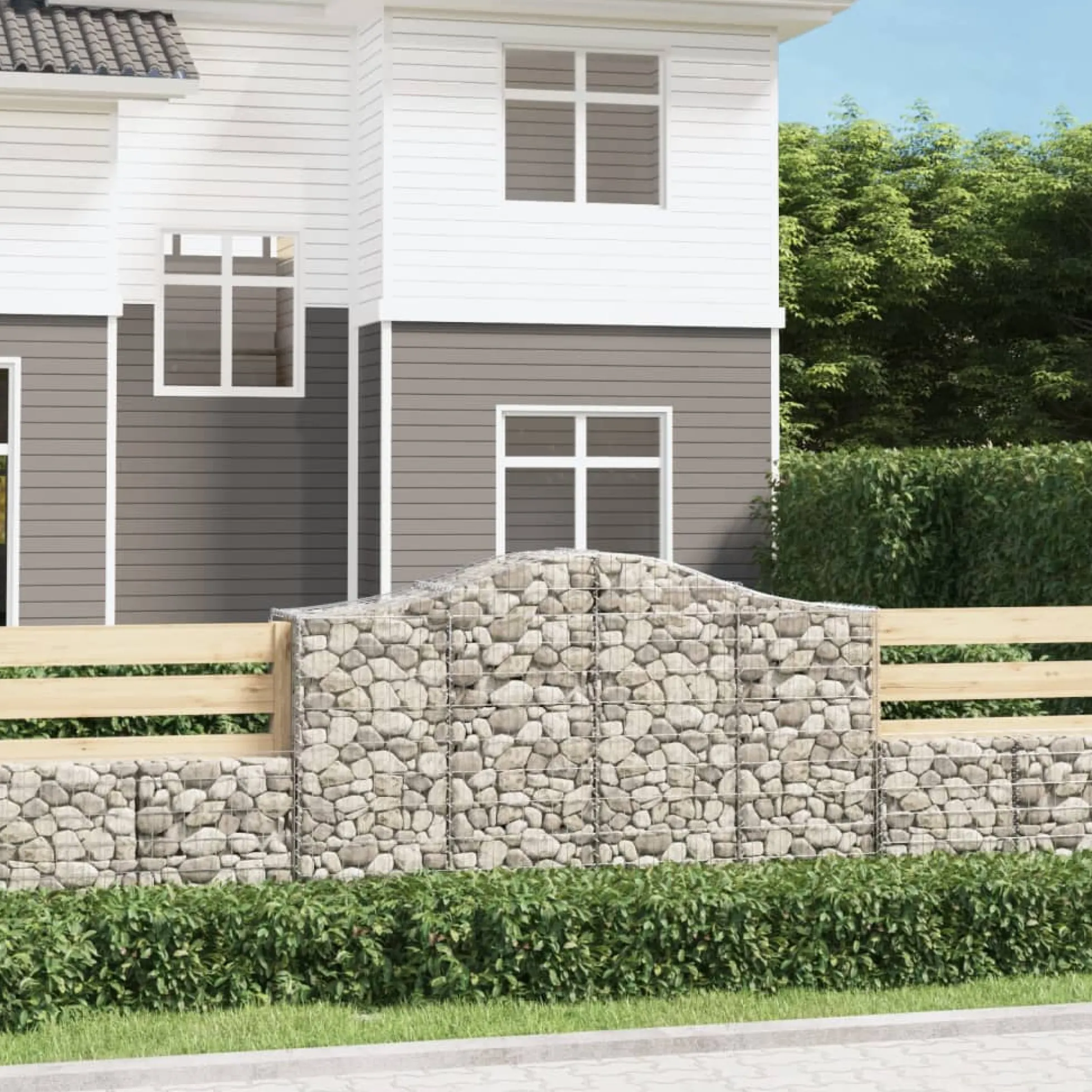 Cestas De Gaviones 4 Uds Forma De Arco Hierro 200x50x120/140 Cm