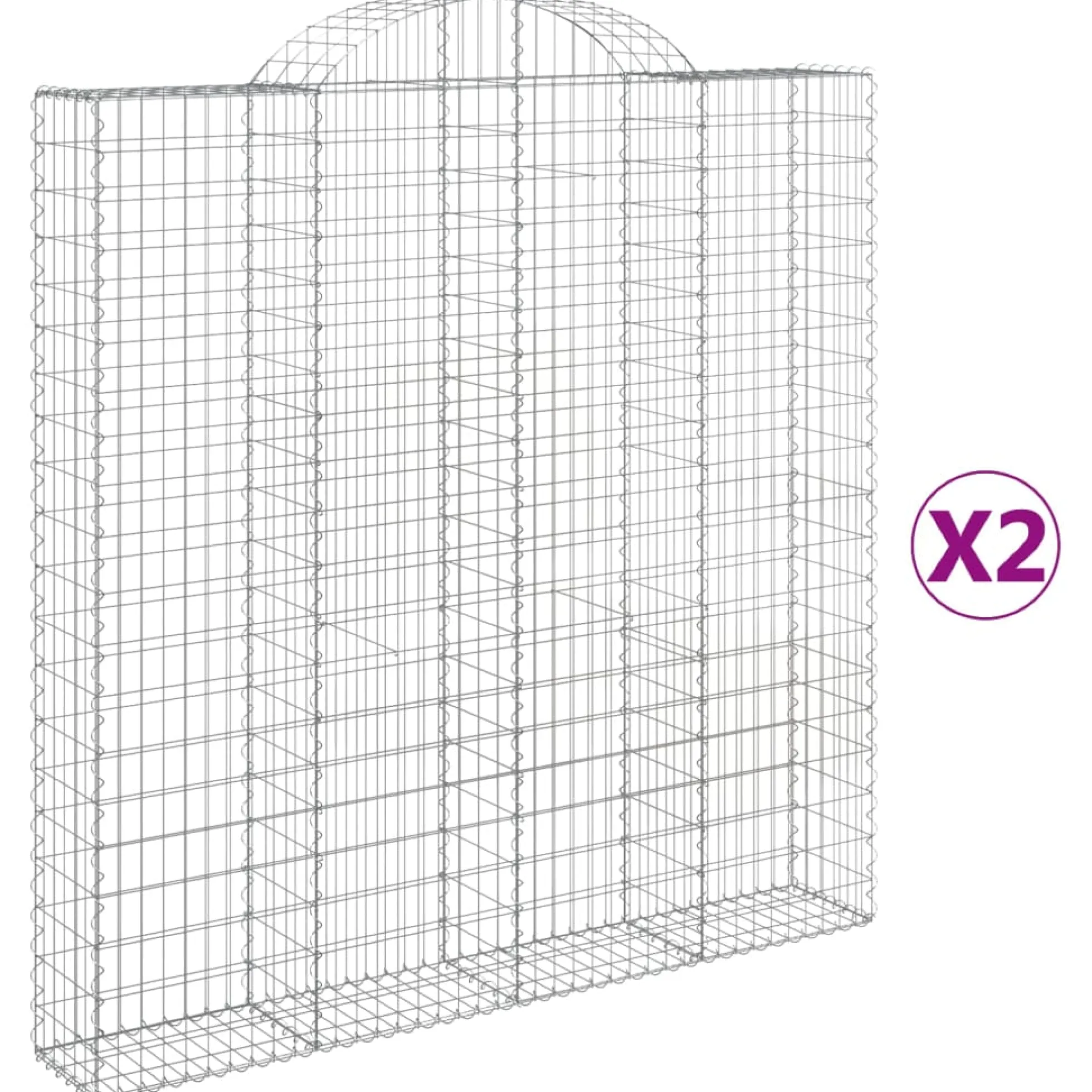 Cestas De Gaviones 2 Uds Forma De Arco Hierro 200x30x200/220 Cm