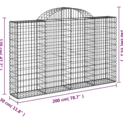 Cestas De Gaviones 3 Uds Forma De Arco Hierro 200x30x120/140 Cm